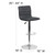 Flash Furniture CH-92023-1-GY-GG 17-5/8" Dia. Swivel Bar Stool Modern Gray Vinyl Adjustable With Back And Chrome Pedestal Base