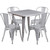 Flash Furniture ET-CT002-4-30-SIL-GG Silver Steel Square Table Set with 4 Chairs