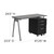 Flash Furniture NAN-WK-021A-GG 47.25" W x 29.5" D x 29.5" H Tempered Glass Top Mobile Computer Desk