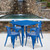 Flash Furniture ET-CT002-4-70-BL-GG Blue Steel Square Table Set with 4 Chairs