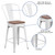 Flash Furniture CH-31320-24GB-YL-WD-GG White Metal Curved Back With Vertical Slat Bistro Style Counter Height Bar Stool