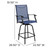 Flash Furniture 2-ET-SWVLPTO-30-NV-GG Blue Textilene Sling Fabric Black Galvanized Steel Frame Bar Height Patio Swivel Stool