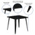 Flash Furniture CH-51040-29-BK-GG Black Square Metal Brace Underneath Top Table