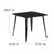 Flash Furniture CH-51040-29-BK-GG Black Square Metal Brace Underneath Top Table