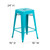 Flash Furniture ET-BT3503-24-CB-GG Crystal Blue/Teal Galvanized Steel Drain Hole In Seat Counter Height Backless Bar Stool
