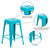 Flash Furniture ET-BT3503-24-CB-GG Crystal Blue/Teal Galvanized Steel Drain Hole In Seat Counter Height Backless Bar Stool