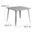 Flash Furniture CH-51050-29-SIL-GG Silver Square Metal Brace Underneath Top Table