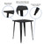 Flash Furniture CH-51040-40-BK-GG Black Square Wood Top Brace Underneath Table