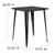 Flash Furniture CH-51040-40-BK-GG Black Square Wood Top Brace Underneath Table