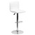 Flash Furniture CH-92023-1-WH-GG 17-5/8 Dia Swivel Bar Stool Modern White Vinyl Adjustable With Back And Chrome Pedestal Base