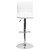 Flash Furniture CH-92023-1-WH-GG 17-5/8" Dia. Swivel Bar Stool Modern White Vinyl Adjustable With Back And Chrome Pedestal Base