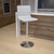 Flash Furniture CH-92023-1-WH-GG 17-5/8" Dia. Swivel Bar Stool Modern White Vinyl Adjustable With Back And Chrome Pedestal Base