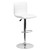 Flash Furniture CH-92023-1-WH-GG 17-5/8" Dia. Swivel Bar Stool Modern White Vinyl Adjustable With Back And Chrome Pedestal Base