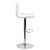 Flash Furniture CH-92023-1-WH-GG 17-5/8" Dia. Swivel Bar Stool Modern White Vinyl Adjustable With Back And Chrome Pedestal Base