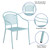 Flash Furniture CO-3-SKY-GG Sky Blue Steel with Arms Curved Round Back and Seat Patio Stacking Armchair