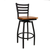 JMC Furniture BOGGS BARSTOOL WOOD Black Powder Coat Finish Wood Seat Metal Frame Ladder Back Boggs Swivel Barstool
