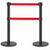 AARCO HBK-27RD 40" H Black Steel Post Form-A-Line System with 7' Dual Retractable Red Belt
