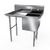 NBR Equipment 1SS-182414L24 46.19" W Stainless Steel 16 Gauge with Left-Hand Drainboard One-Compartment Premium Sink