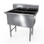 NBR Equipment 2SS-182414 41.13" W Stainless Steel 16 Gauge without Drainboard Two-Compartment Premium Sink