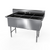 NBR Equipment 3SS-162014 53.13" W Stainless Steel 16 Gauge without Drainboard Three-Compartment Premium Sink