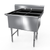 NBR Equipment 2SS-162014 37.13" W Stainless Steel 16 Gauge without Drainboard Two-Compartment Premium Sink