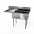 NBR Equipment 2SG-181812L18 56.5" W Stainless Steel 18 Gauge with Left-Hand Drainboard Two-Compartment Economy Sink
