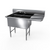 NBR Equipment 2SS-181814R18 58.19" W Stainless Steel 16 Gauge with Right-Hand Drainboard Two-Compartment Premium Sink