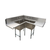 NBR Equipment SDT3C-202012R20 65.75" Stainless Steel Three-Compartment Economy Corner Dishtable
