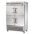 True TS-49-4-HC 4 Stainless Steel Half Doors 6 Gray PVC Coated Adjustable Wire Shelves LED Interior Lightning Reach-In Refrigerator - 115 Volts