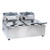 Omcan USA 39372 12 L Stainless Steel Electric Countertop Double Fryer - 220 Volts 1-Ph