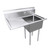 Omcan USA 25247 Stainless Steel 8" Center Faucet Holes Left Drain Board Pot Sink