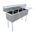 Omcan USA 43777 74.5" W Stainless Steel 18 Gauge Three Compartment with Right-Hand Drainboard Pot Sink