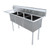 Omcan USA 43786 98.5" W Stainless Steel 18 Gauge Three Compartment with Left-Hand Drainboard Pot Sink