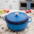 Lodge EC7D33 7.5 Qt. Blue Porcelain Enameled Cast Iron Round Dutch Oven with Cover