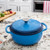 Lodge EC4D33 4.6 Qt. Blue Porcelain Enameled Cast Iron Round Dutch Oven with Cover