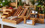 Rosseto SB113 4-Piece Natural Finish Bamboo Medium Rectangular Natura Tray and Stand Set
