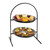 Rosseto GST08BFP 15.4" x 12.8" x 21.7" H Black Round Stainless Steel 2-Tier Display Stand