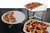 Rosseto SM285 12.2" W Black Stainless Steel Polygon with Walnut Melamine Tray Forme Tray and Riser Set