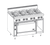 Jade JBR-8-36C-NG 48" W Natural Gas with Convection Oven and Cabinet Base Bistro Restaurant Range - 270,000 BTU
