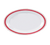 Yanco HS-212 12" L x 9" W White Melamine Oval Houston Platter with Red Band
