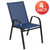 Flash Furniture 4-JJ-303C-NV-GG Navy Textilene Fabric Black Powder Coated Frame Brazos Series Stacking Patio Chair