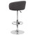 Flash Furniture CH-TC3-1066L-BKFAB-GG 17.75" Dia. Chrome Base Charcoal Fabric Adjustable Height Swivel Bar Stool