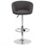 Flash Furniture CH-TC3-1066L-BKFAB-GG 17.75" Dia. Chrome Base Charcoal Fabric Adjustable Height Swivel Bar Stool