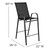 Flash Furniture 2-JJ-092H-GG Black Rectangular Full Back Brazos Series Stacking Patio Barstool