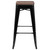 Flash Furniture 4-ET-31320W-30-BK-R-GG 500 Lbs. Black Metal Frame with Wood Seat Indoor Bar Stool