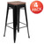 Flash Furniture 4-ET-31320W-30-BK-R-GG 500 Lbs. Black Metal Frame with Wood Seat Indoor Bar Stool