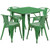 Flash Furniture ET-CT002-4-70-GN-GG 31.5" W x 29.5" H Green Square Table and Chair Set