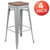 Flash Furniture 4-ET-31320W-30-SV-R-GG 500 Lbs. Silver Metal Frame with Wood Seat Indoor Bar Stool