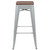 Flash Furniture 4-ET-31320W-30-SV-R-GG 500 Lbs. Silver Metal Frame with Wood Seat Indoor Bar Stool