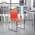 Flash Furniture RUT-438-OR-GG Orange Polypropylene Seat and Full Back Gray Powder Coated Metal Sled Base Frame Hercules Series Stacking Chair